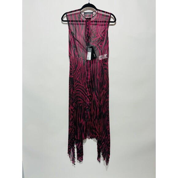 NWT $5,025 Versace Runway SS2023 Sheer Zebra Plisse Dress Red Black IT 40/US 4 - Picture 7 of 16